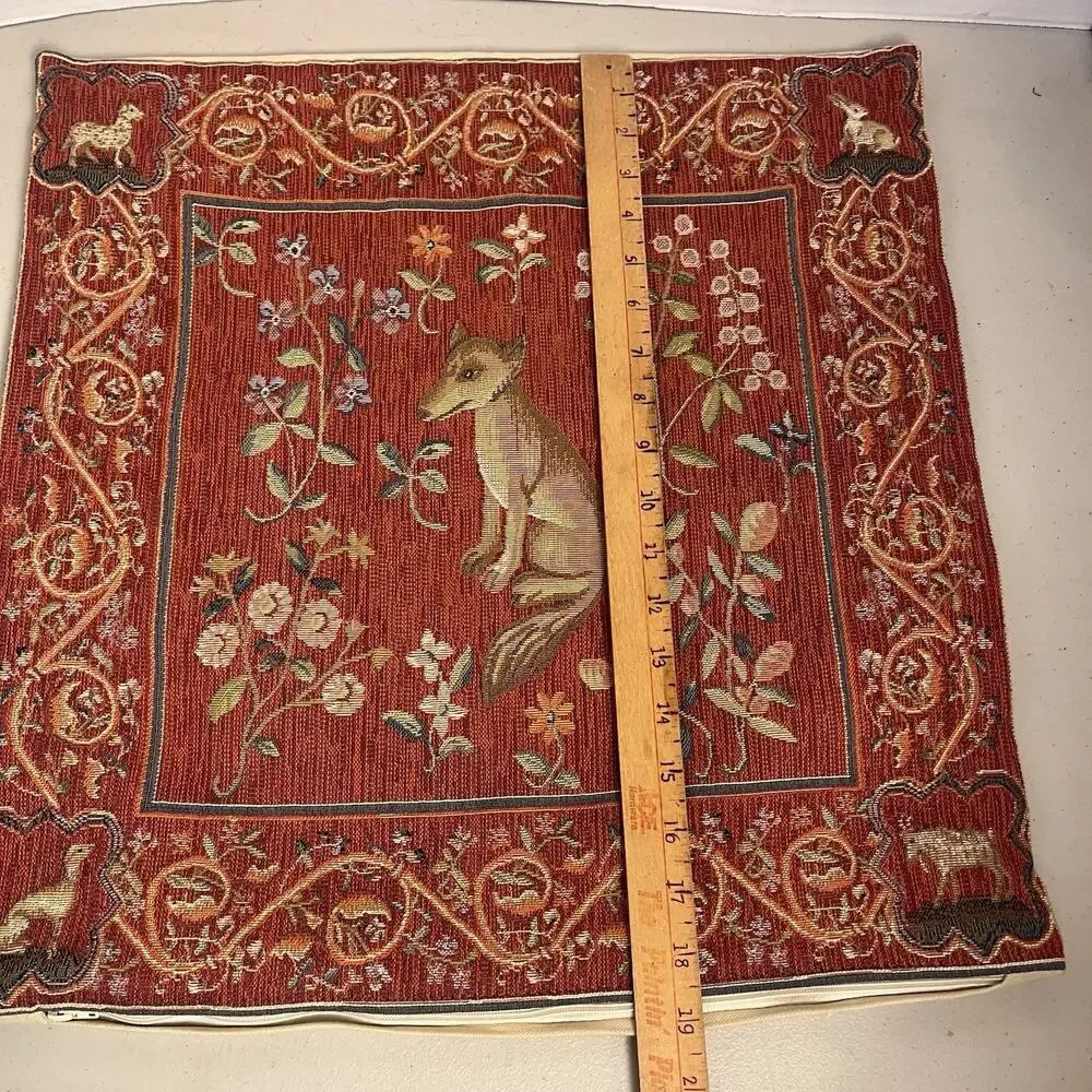 Medieval Fox Tapestry Pillow Cushion Cover Jacquard Woven France Goblus 18x19